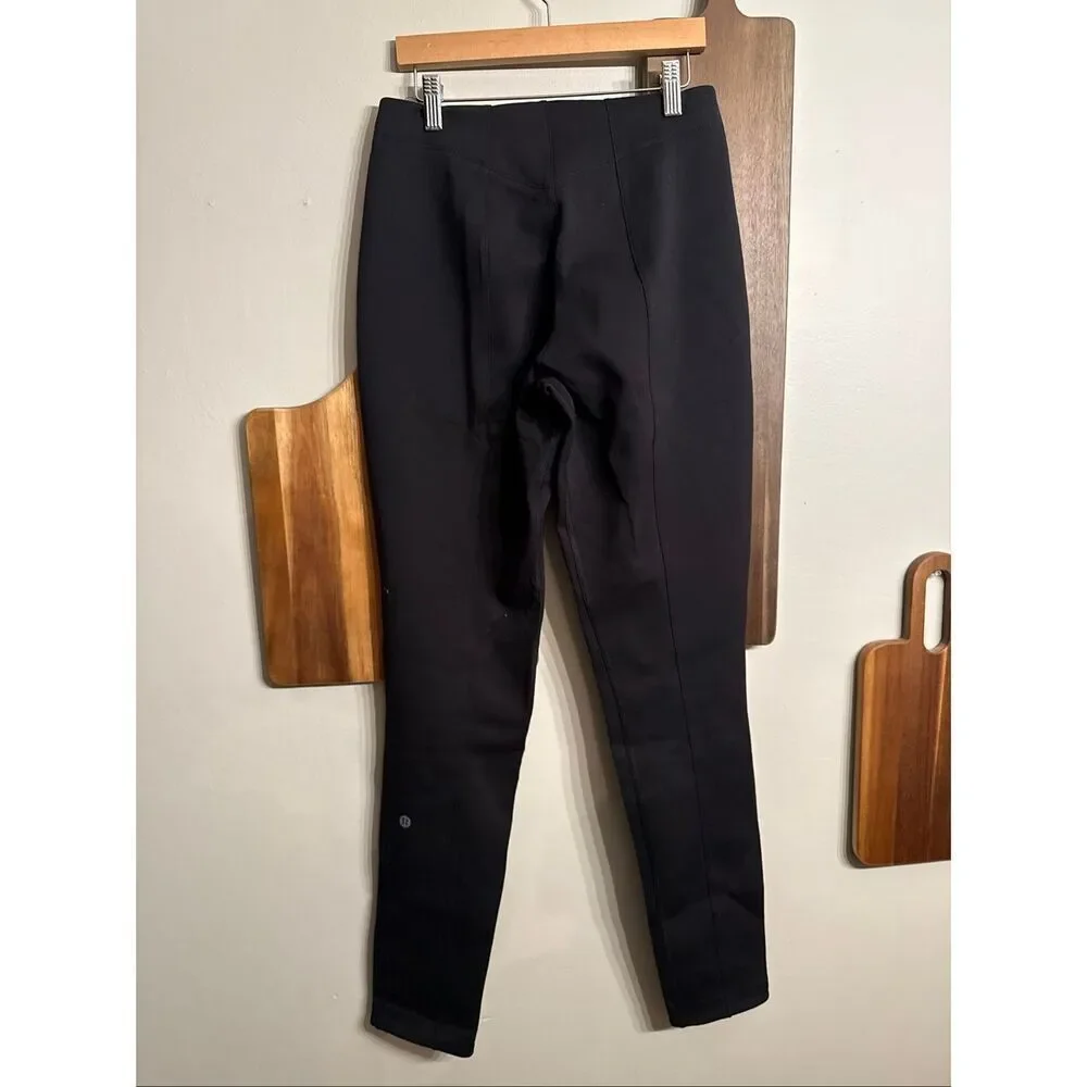 Lululemon Black Pleated Zip Pockets Pull-On Stretch Tapered‎ Ankle Pants Size 6